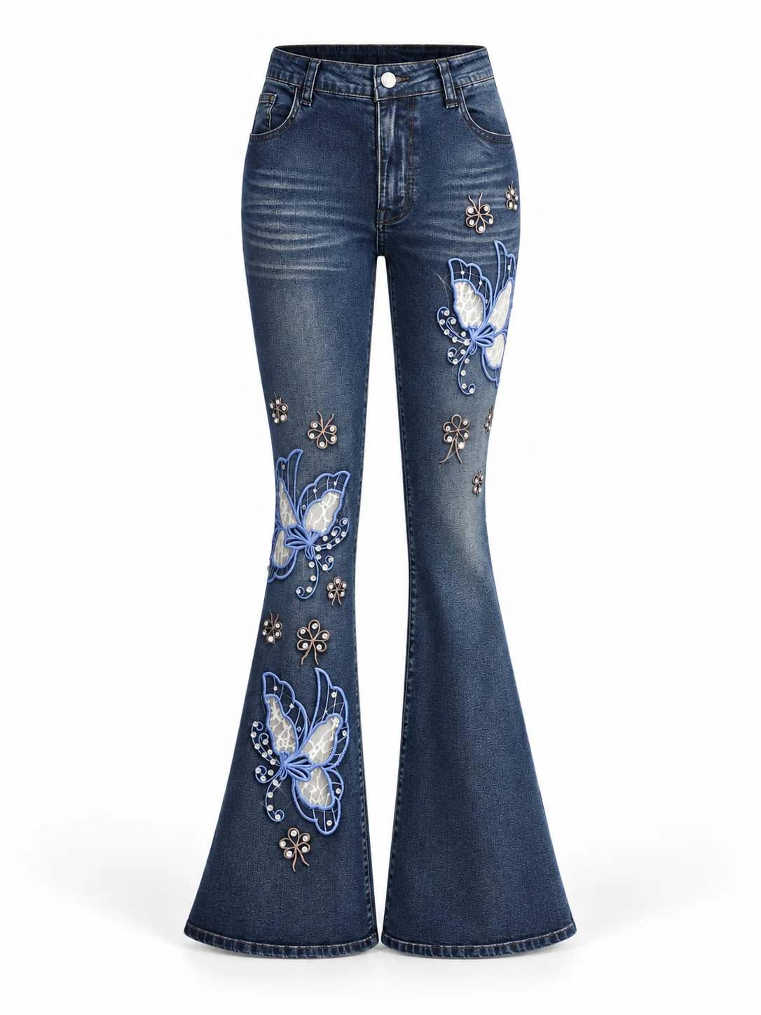 Azure Butterfly Flare Jeans product photo 1