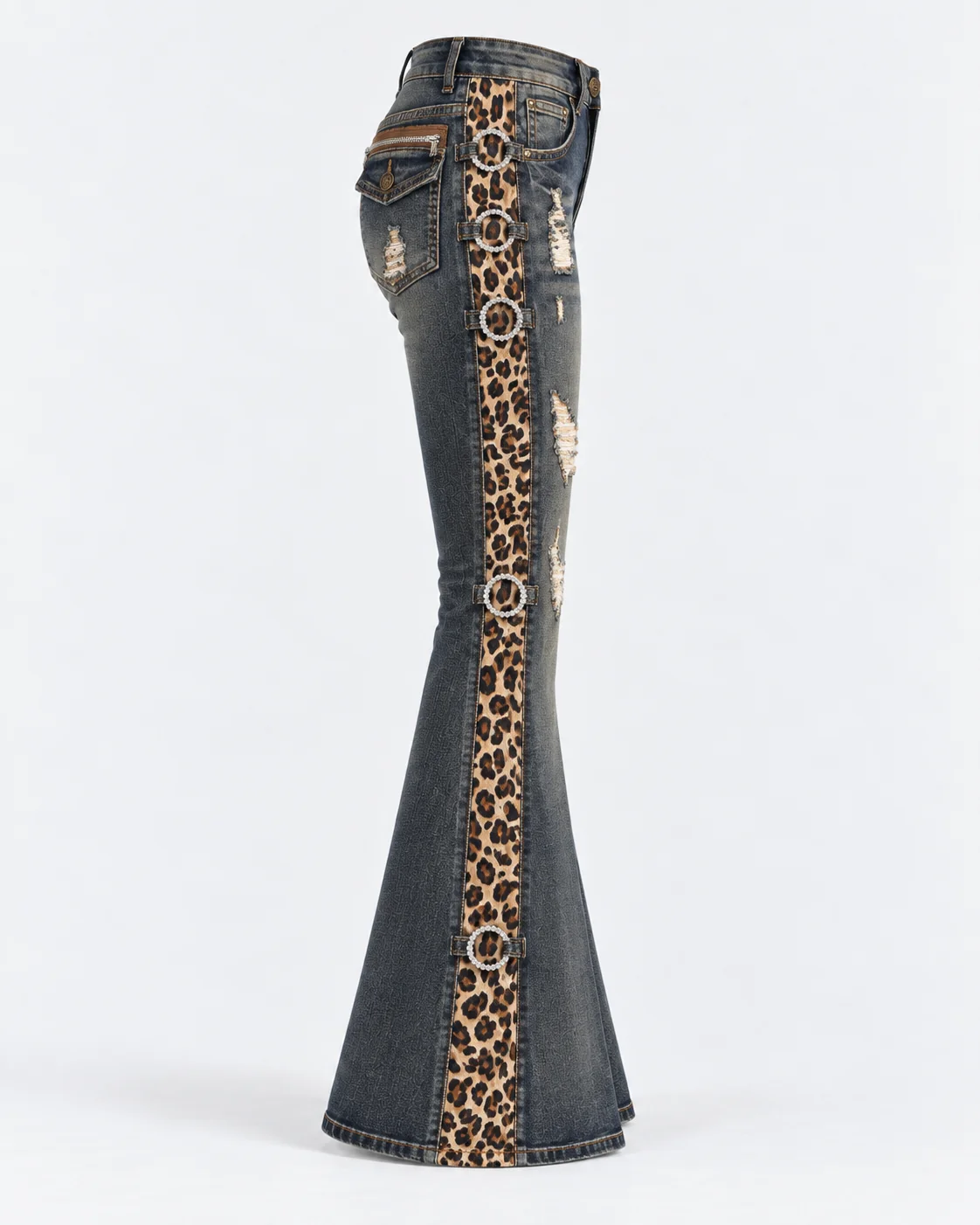 Leopard Rivet Flare Jeans product photo 3