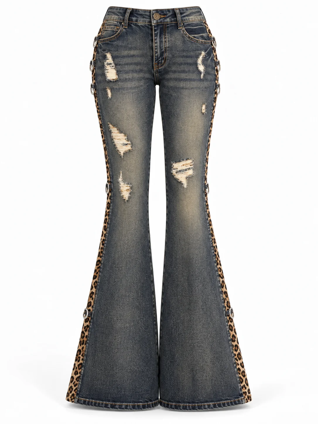 Leopard Rivet Flare Jeans product photo 1