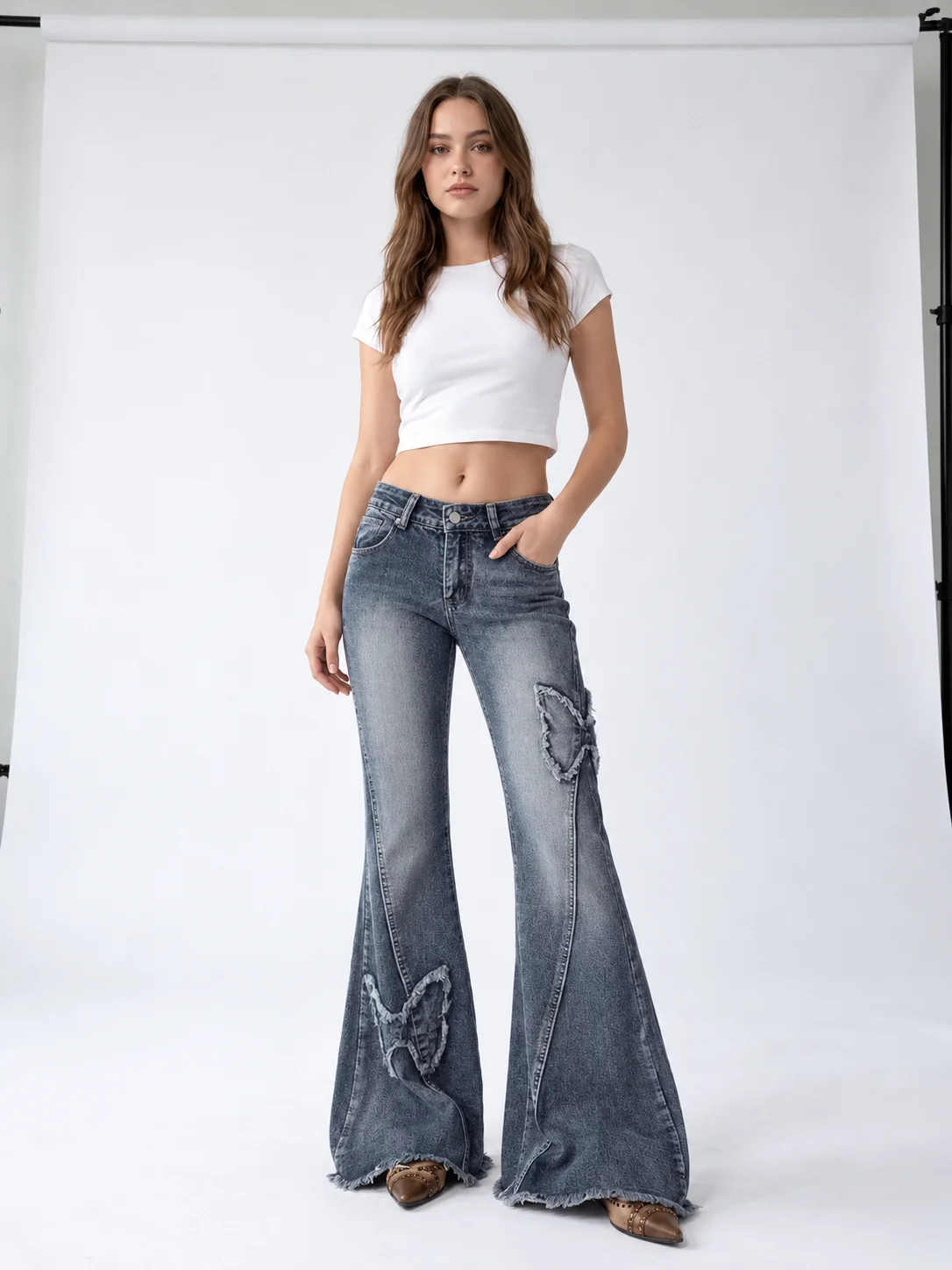 Butterfly Patch Flare Jeans