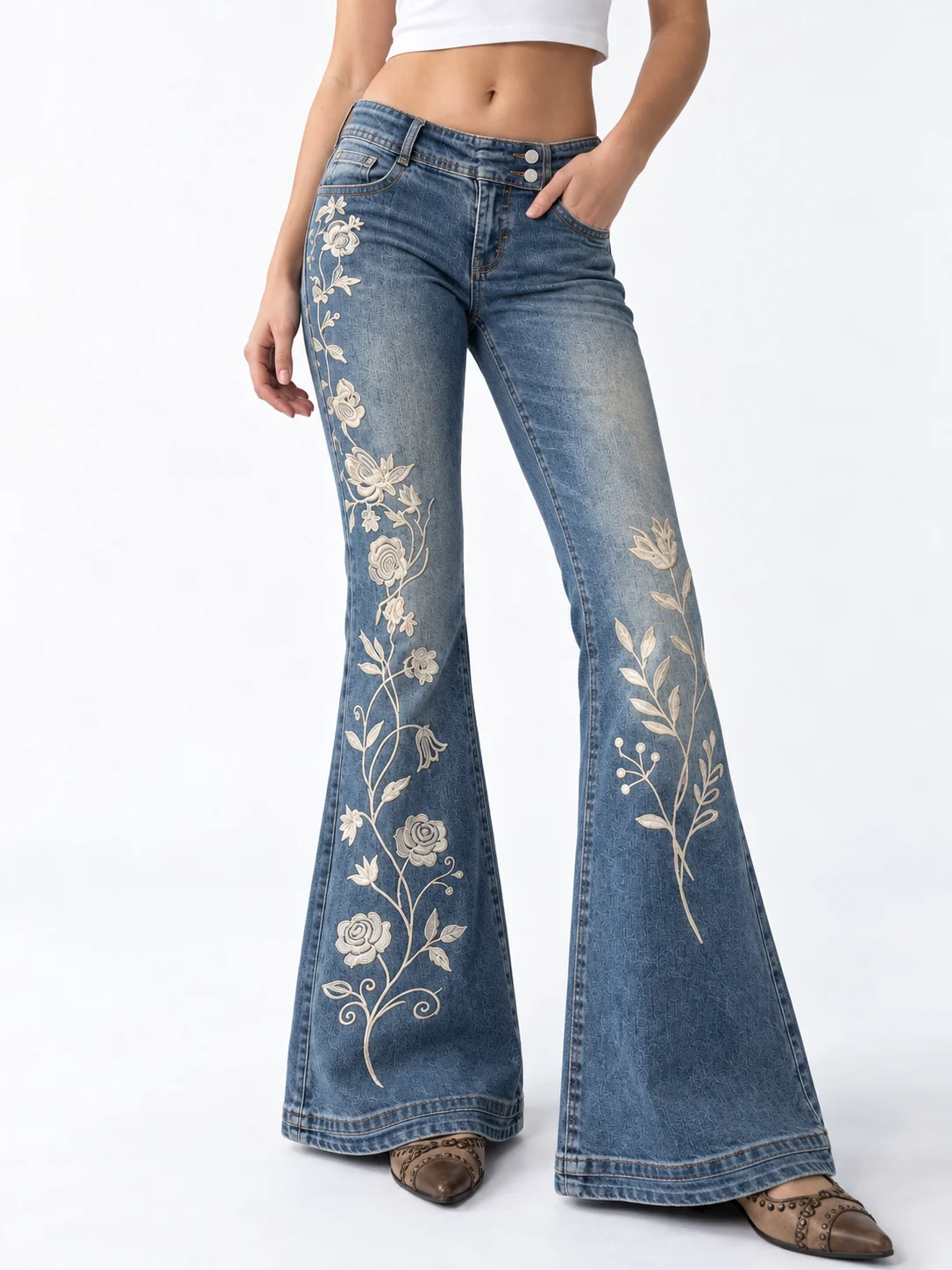 Vylte lace flare jeans