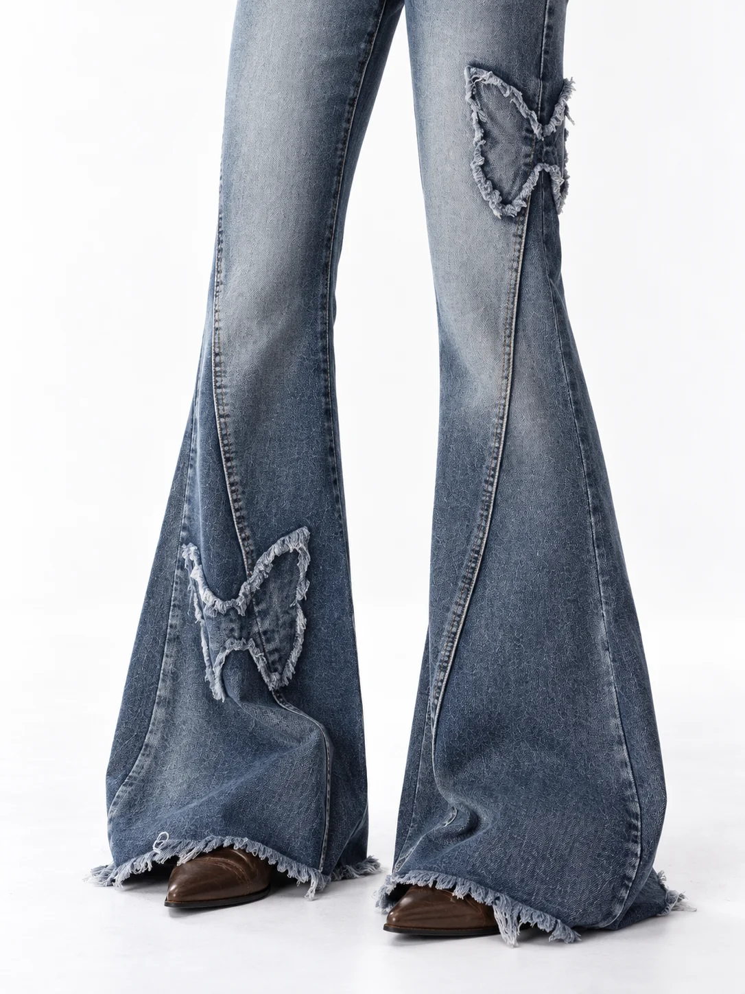 Butterfly Patch Flare Jeans on model 10